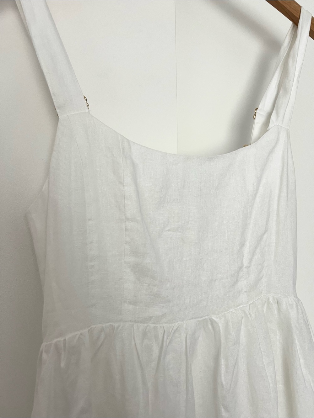 DISSH White Maxi Dress 100% Linen Empire Waist Babydoll Sundress US 6 - Picture 4 of 9